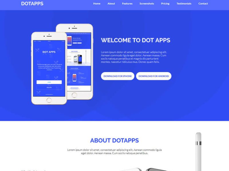 Dotapps - App Landing Page HTML Template